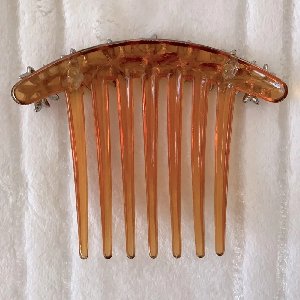 Hair French Side Comb Accessory Pink Hue Flowers